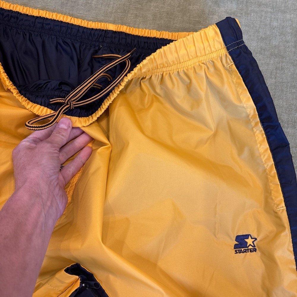 VTG Starter Track Pants Reversible Black Yellow Side Zip Workout Gym Pants SZ XL - Picture 11 of 11